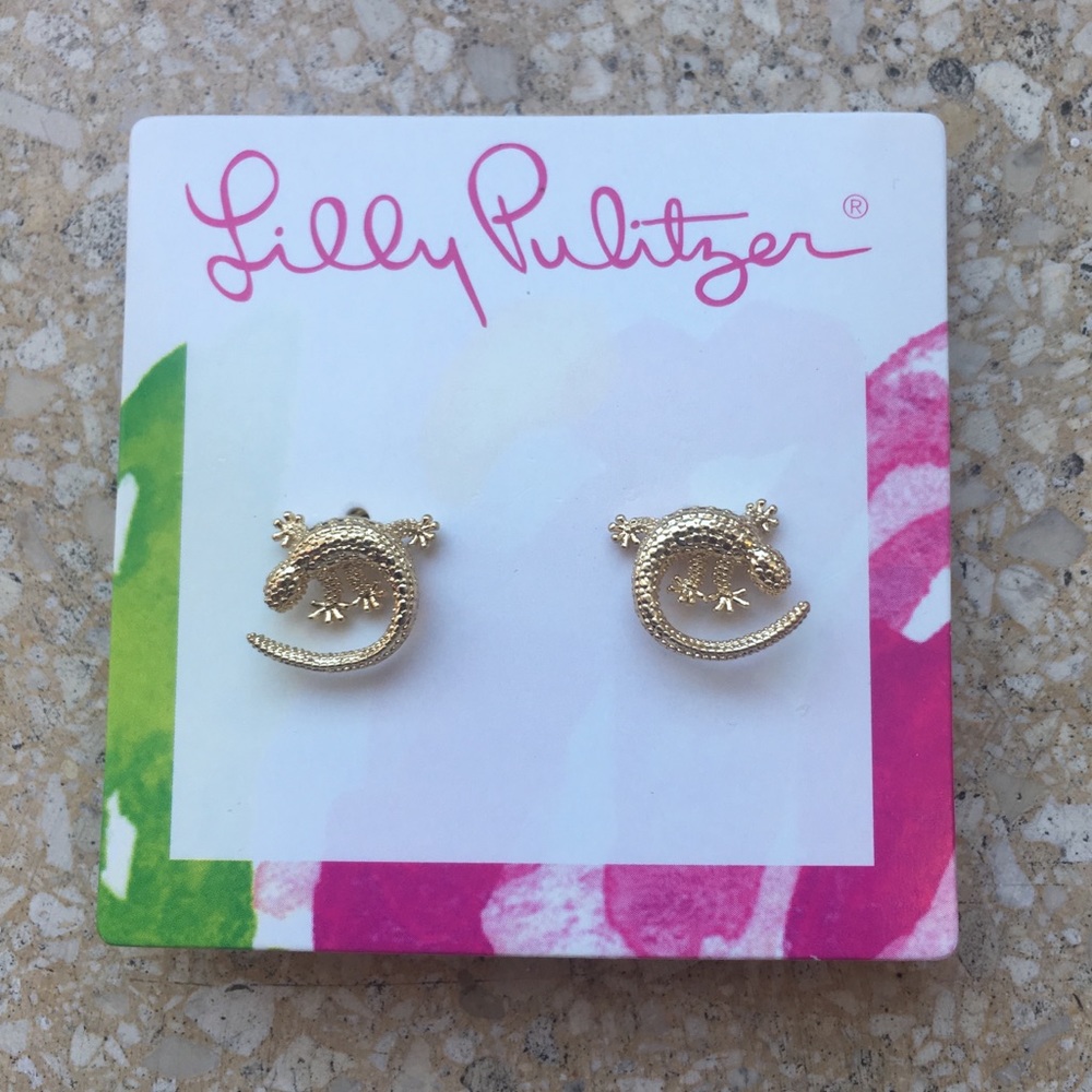 NEW Lilly Pulitzer gold lizard earrings